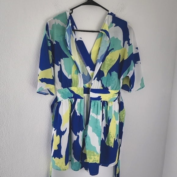 LATISTE Blue Green Tie Waist Short Romper Small - Picture 15 of 17